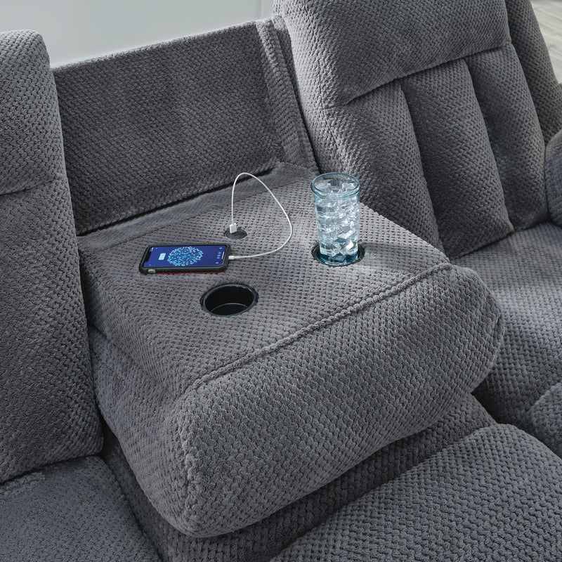 Greely Bend Power Reclining Sofa with Drop Down Table