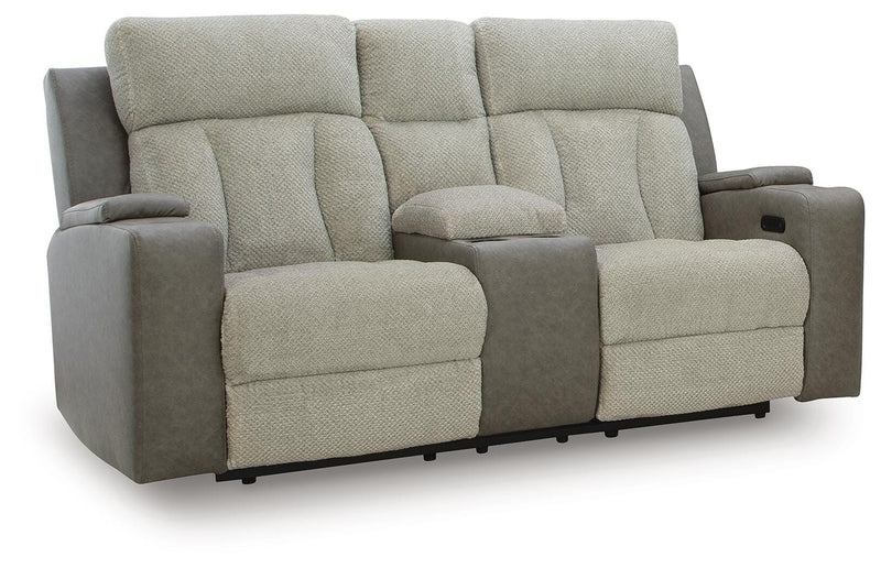 Stately Check Power Reclining Loveseat with Console