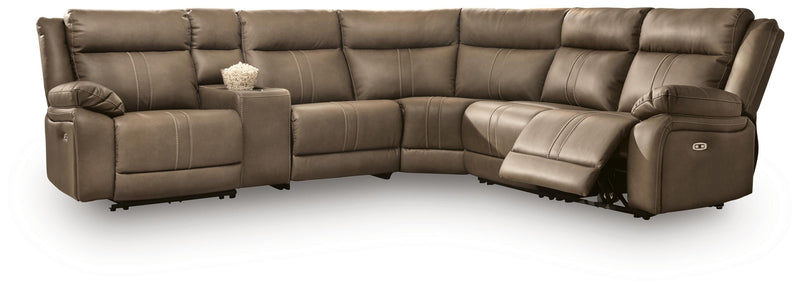 Max-Media Power Reclining Sectional with Audio Console
