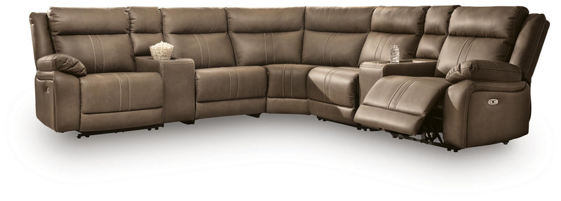 Max-Media Power Reclining Sectional with Audio Consoles