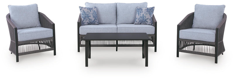 Bodega Island Outdoor Love/Chairs/Table Set (Set of 4)